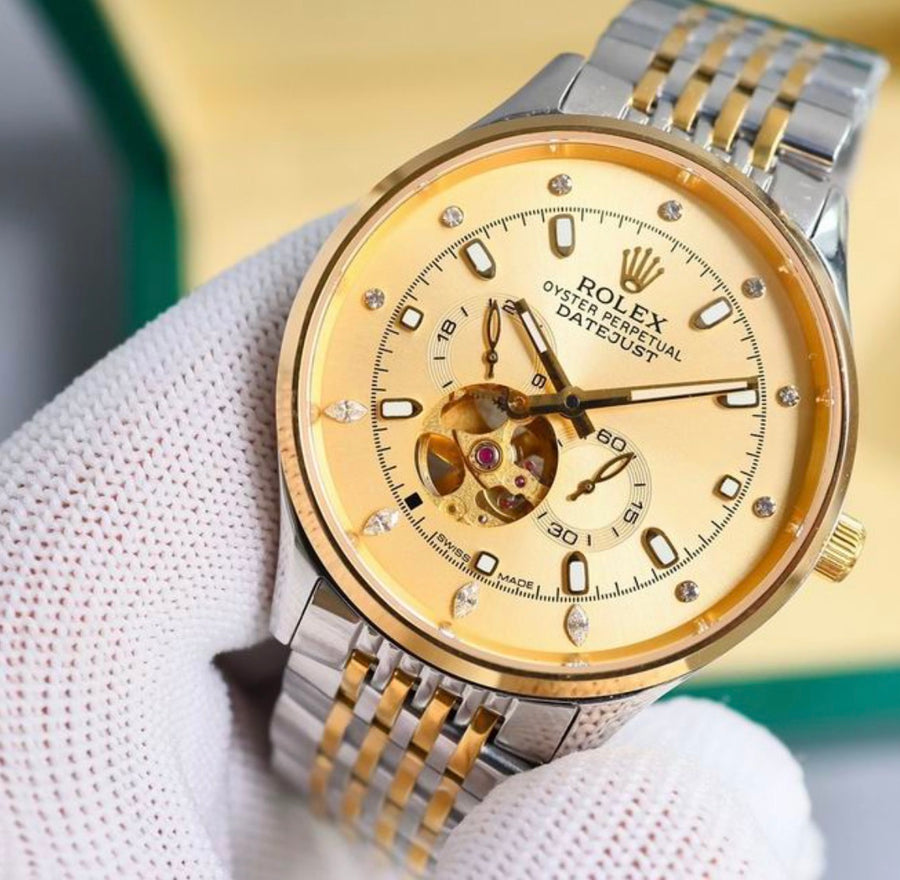 Datejust Automatic Two-Tone Gold Dial Exhibition Caseback