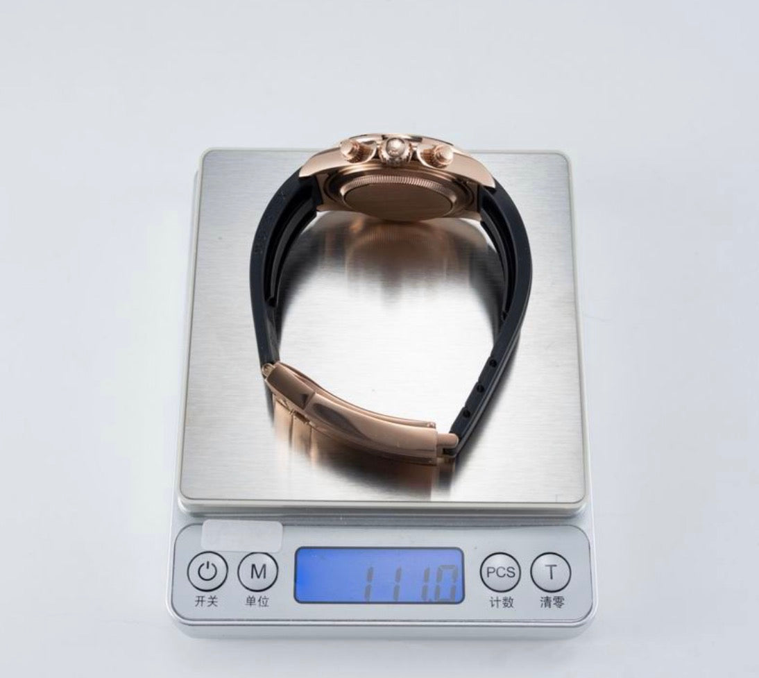 Cosmograph Rose Gold Black Dial Tachymeter Chronograph Auto Rubber