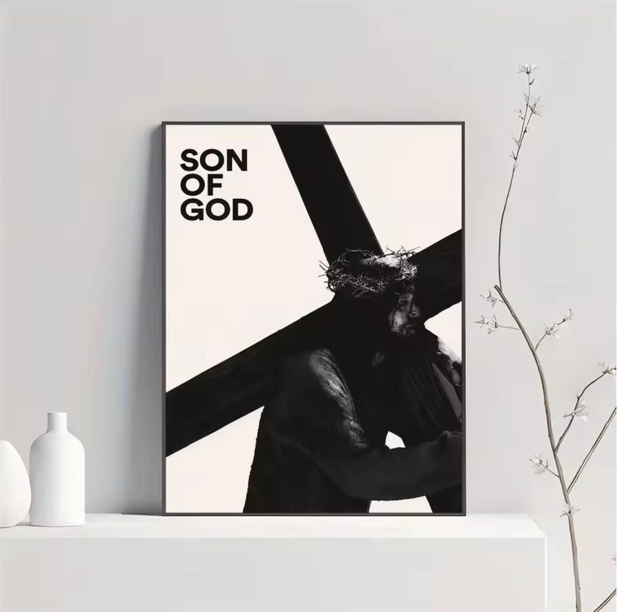 Frameless Canvas Son of God Jesus Cross Holy Light Wall Art, HD Canvas Print Poster